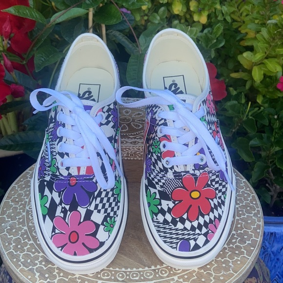 New Retro Vans Authentic 90’s Vintage Colorful FLOWER POWER Low Top Sneakers - Picture 7 of 16